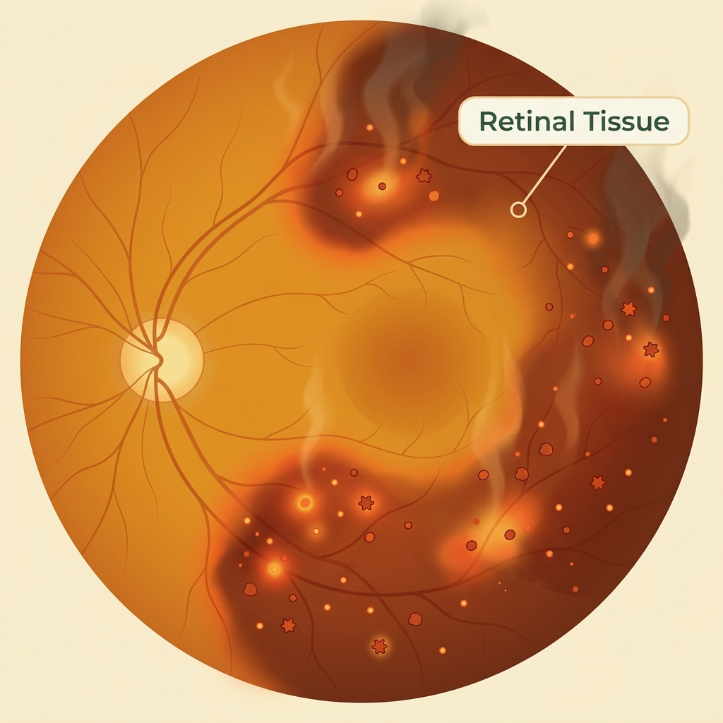 Inflamed retinal tissue with oxidative cascade